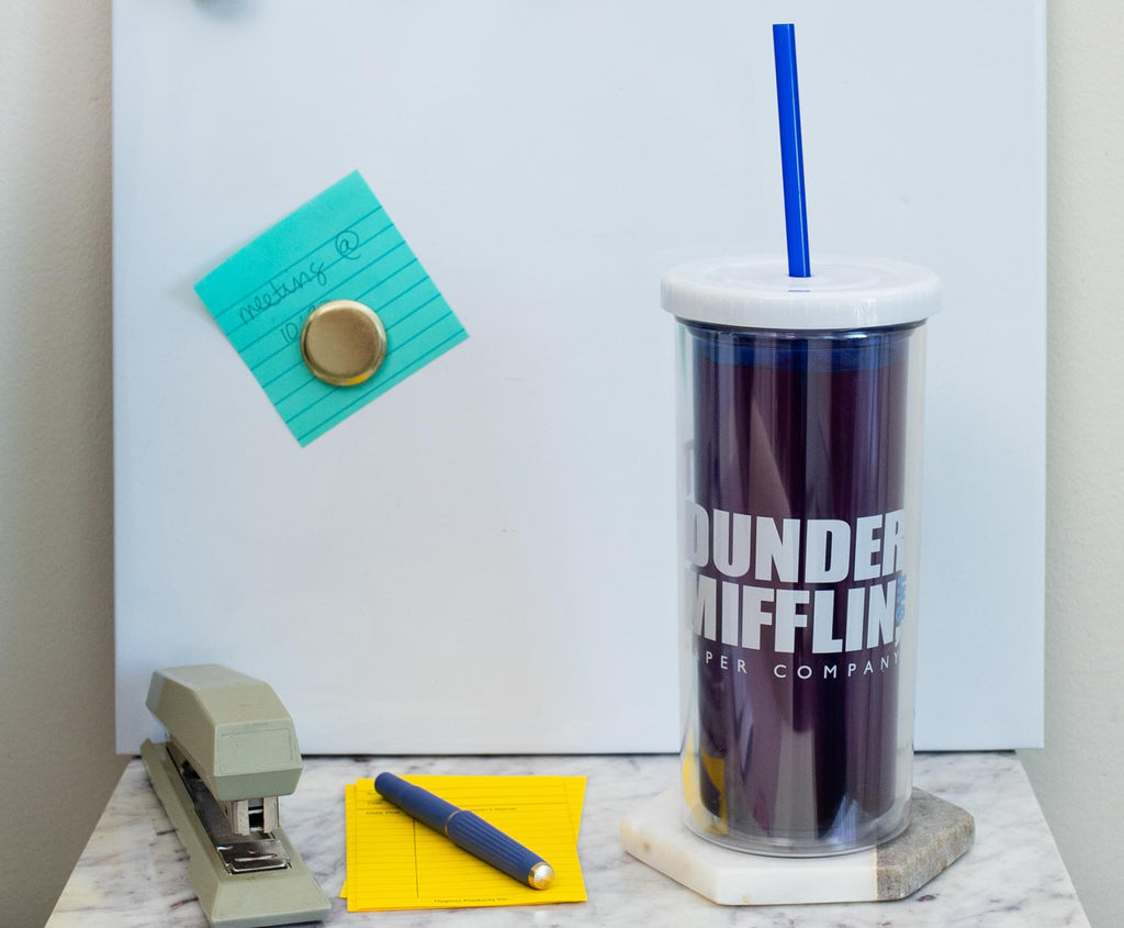 The Office Dunder Mifflin Plastic Carnival Cup With Straw | Hold 20 Ounces