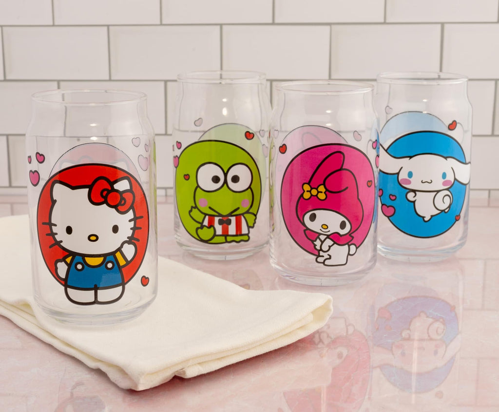 Sanrio Hello Kitty and Friends 4-Piece Glass Set | Each Holds 16 Ounces