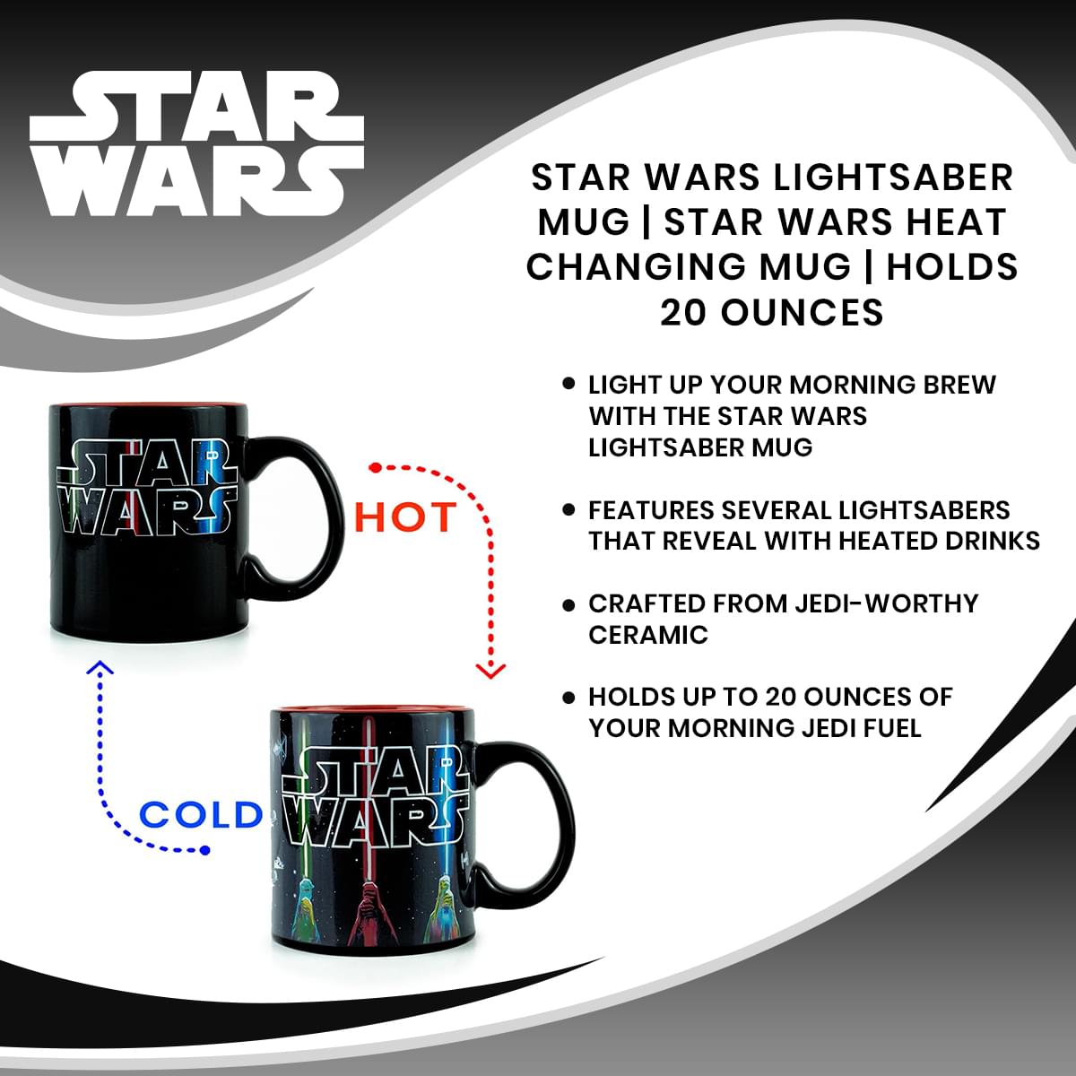 Star Wars Lightsaber Mug | Star Wars Heat Changing Mug | Holds 20 Ounces