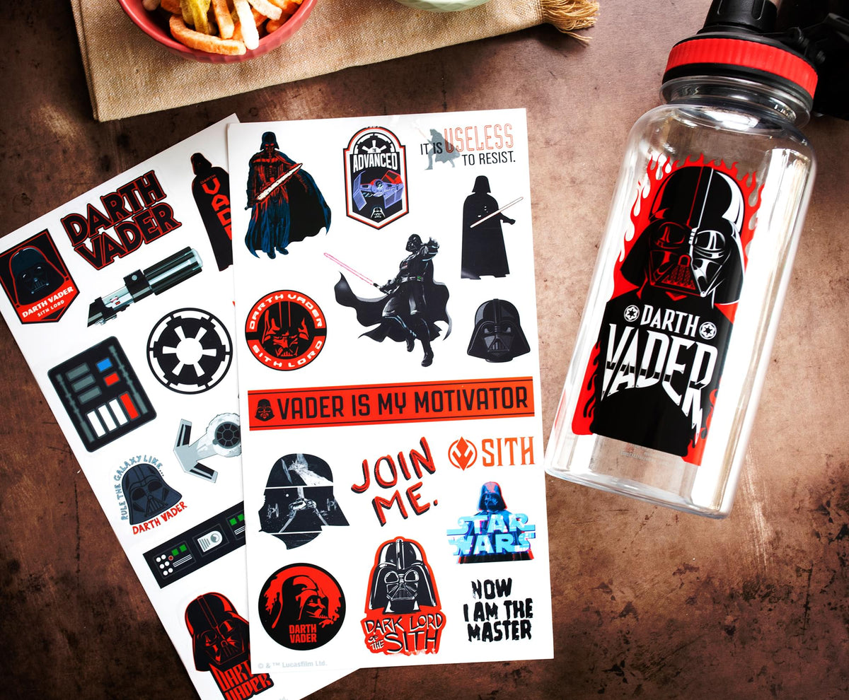 Star Wars Darth Vader Twist Spout Water Bottle and Sticker Set | Holds 32 Ounces