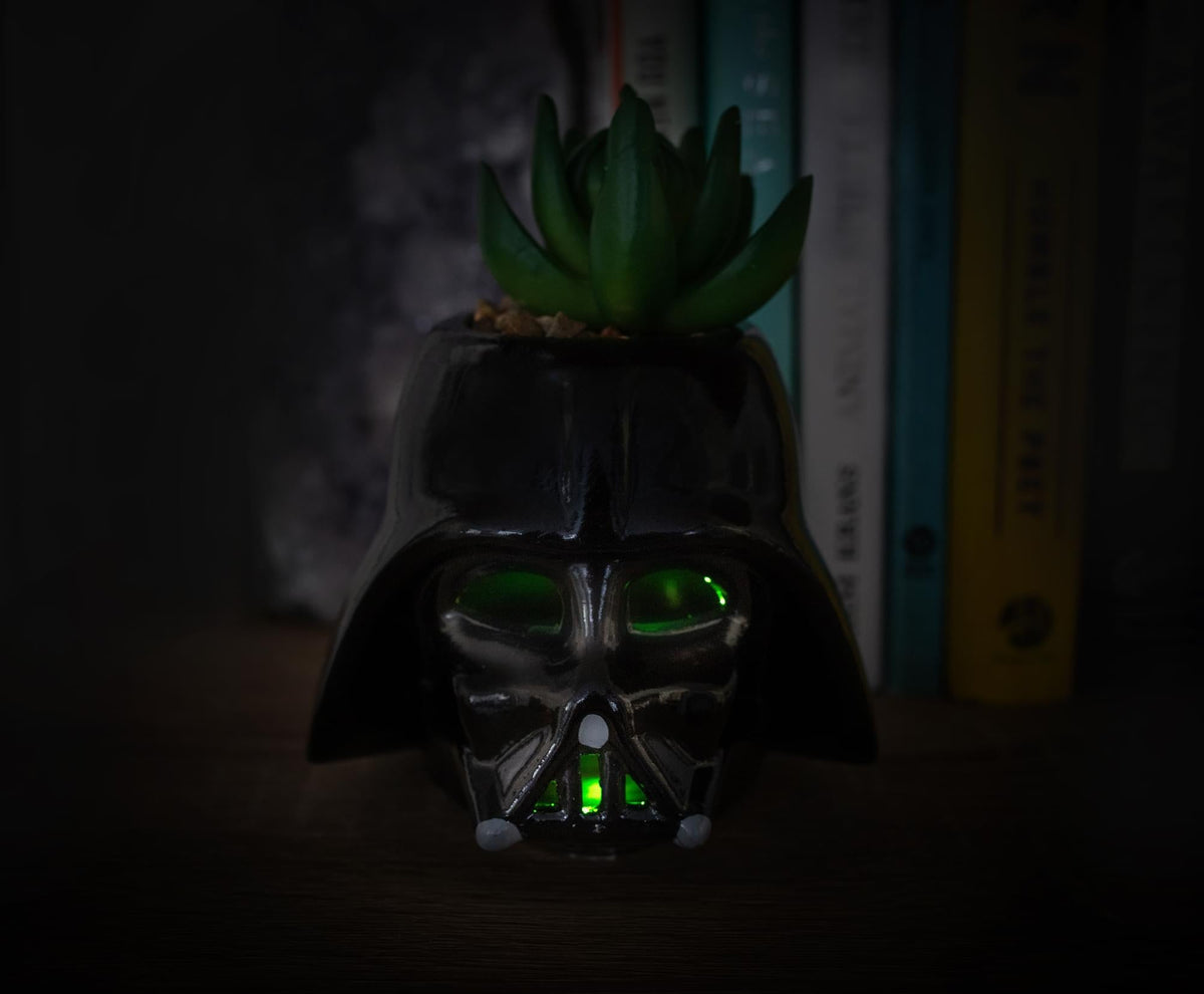 Star Wars Darth Vader Helmet Light-Up Mini Planter With Artificial Succulent