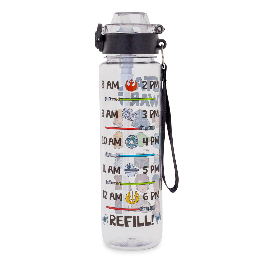 Star Wars Characters 33-Ounce Plastic Water Bottle With Timetable