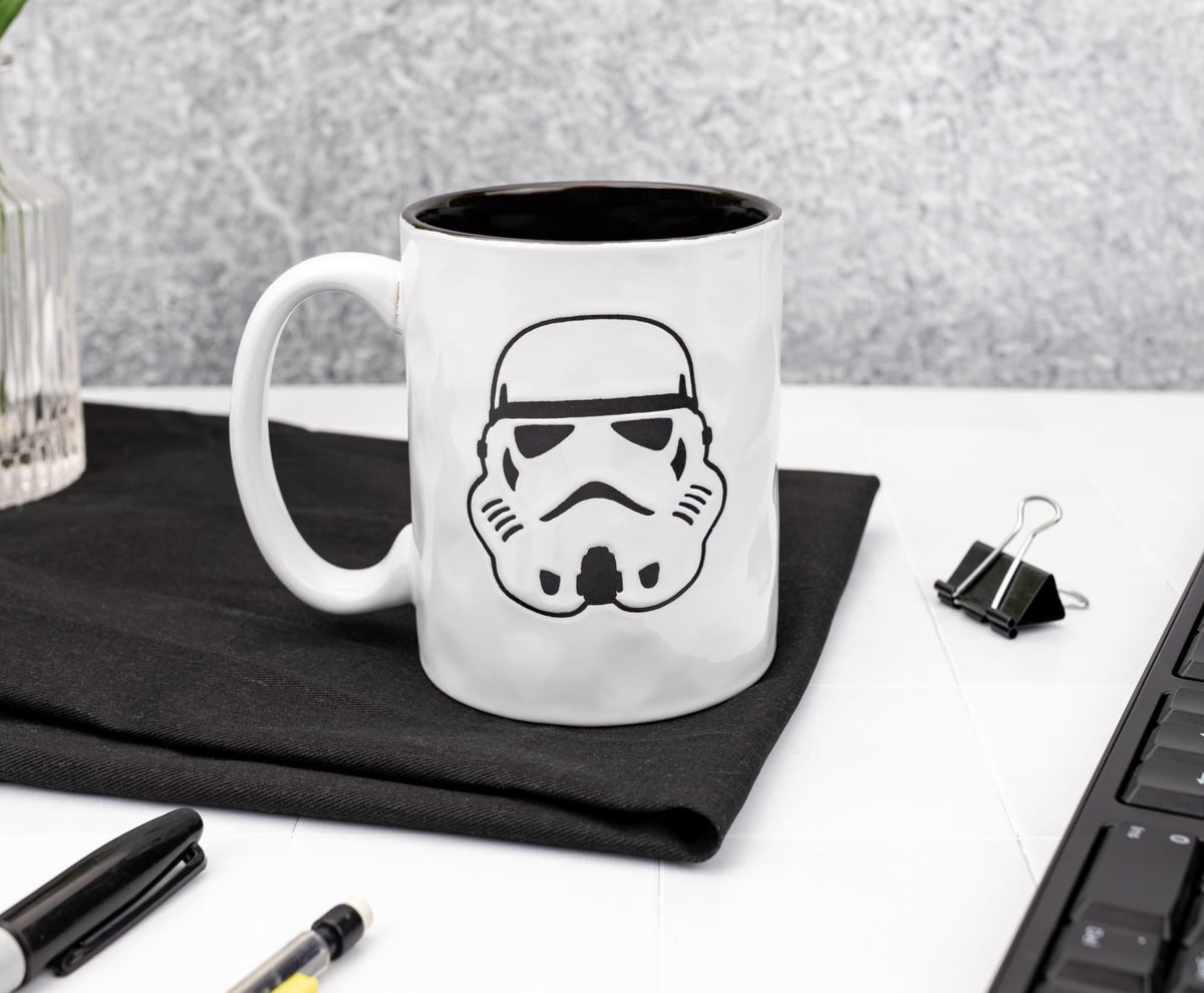 Star Wars Stormtrooper Wax-Resist Ceramic Pottery Mug | Holds 17 Ounces