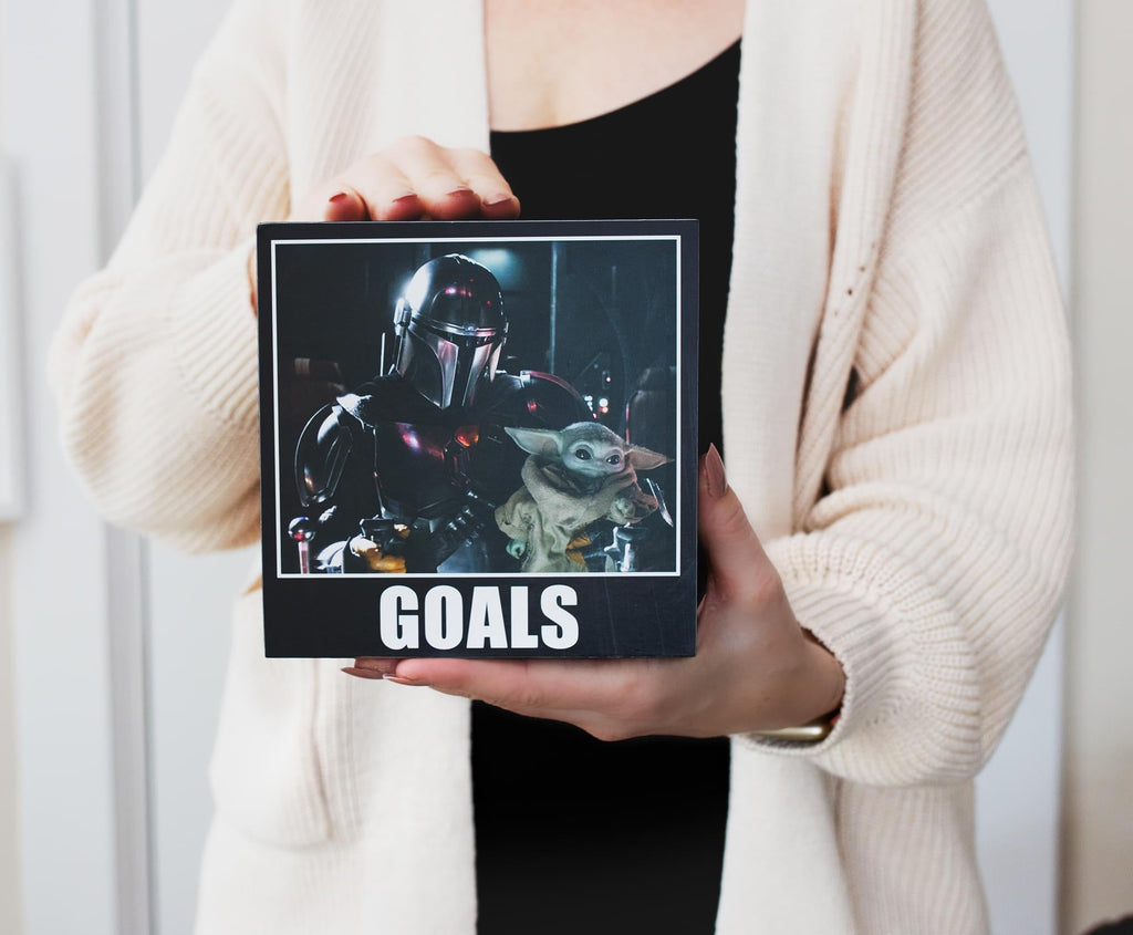 Star Wars The Mandalorian Goals 6 x 6 Inch Wood Box Sign
