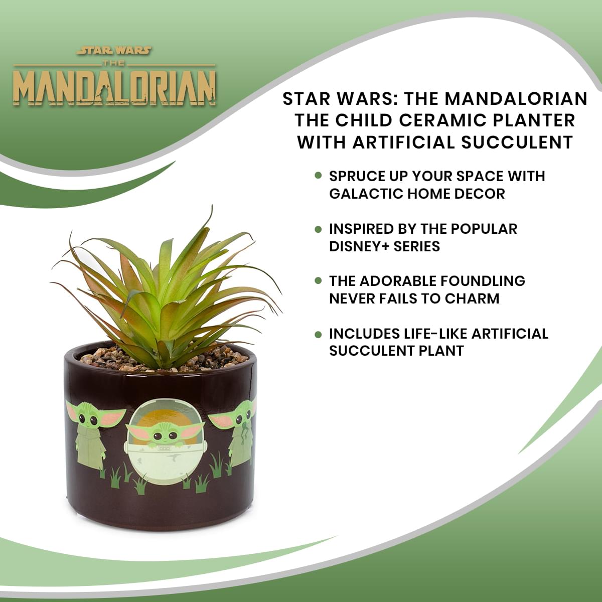 Star Wars: The Mandalorian The Child Ceramic Planter with Artificial Succulent