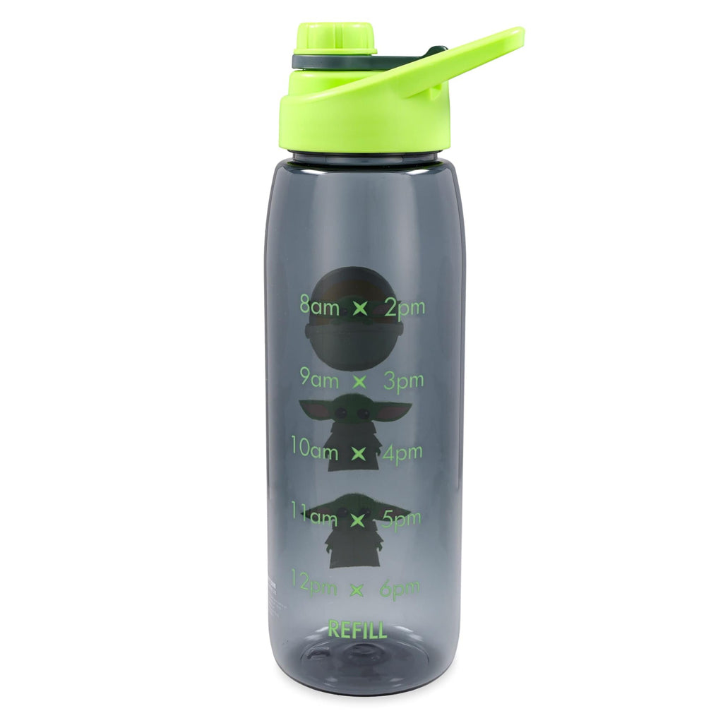 Star Wars: The Mandalorian Grogu Water Bottle With Time Marker | Holds 28 Ounces