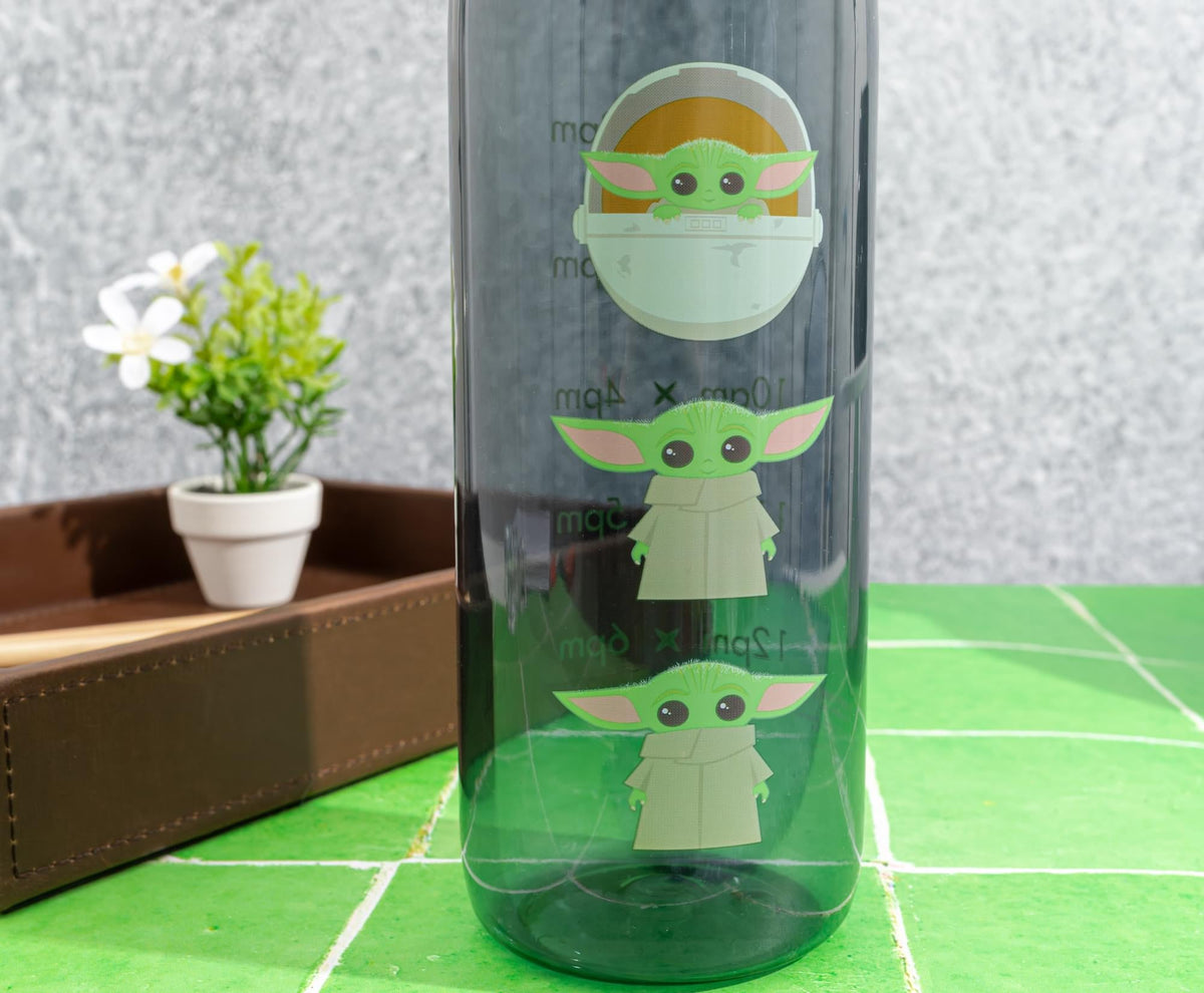 Star Wars: The Mandalorian Grogu Water Bottle With Time Marker | Holds 28 Ounces