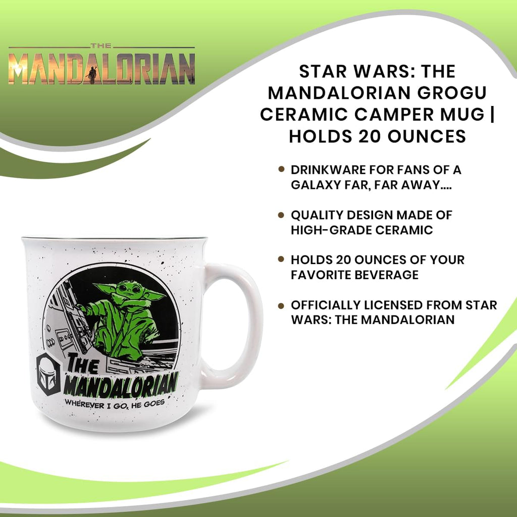 Star Wars: The Mandalorian Grogu Ceramic Camper Mug | Holds 20 Ounces