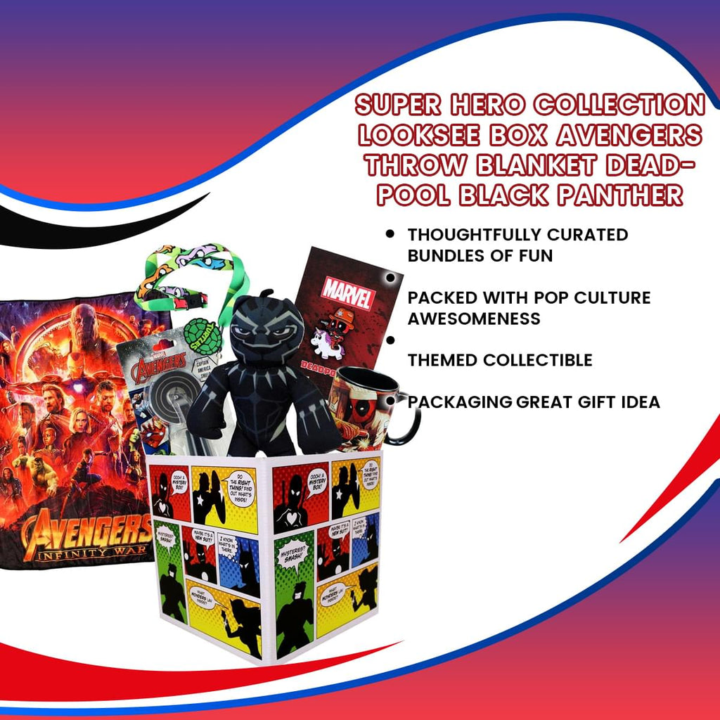Super Hero Collection LookSee Box Avengers Throw Blanket Deadpool Black Panther