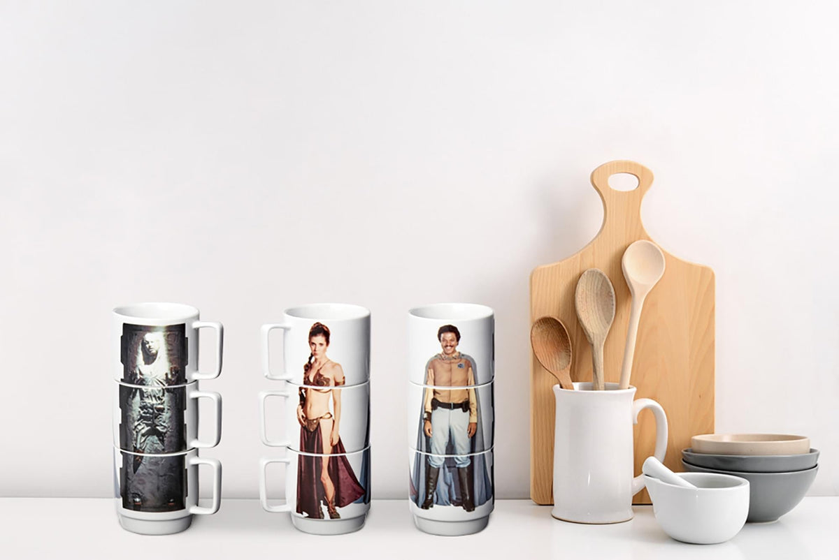 Star Wars 11-Oz Stacking Mugs - Princess Leia, Han Solo in Carbonite, and Lando