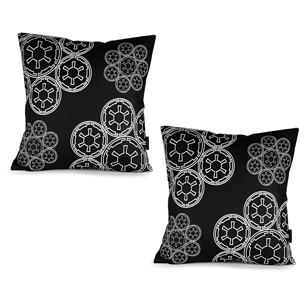 Star Wars Black Throw Pillow | White Imperial Logo | 20 x 20 Inches | Set of 2