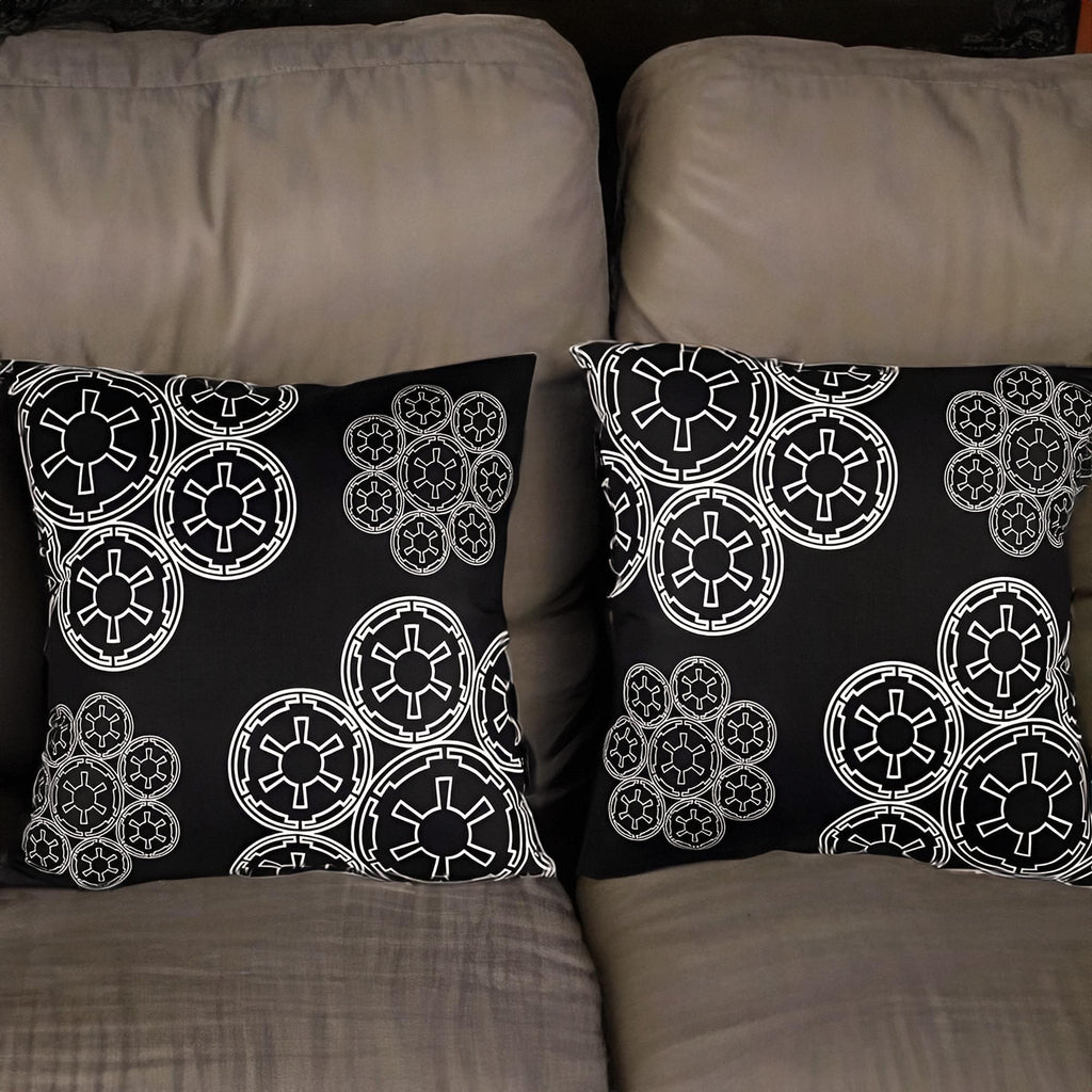 Star Wars Black Throw Pillow | White Imperial Logo | 20 x 20 Inches | Set of 2