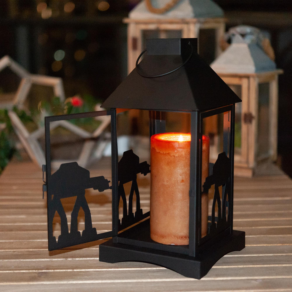 Star Wars Black Stamped Lantern | Imperial AT-AT Walker | 14 Inches Tall