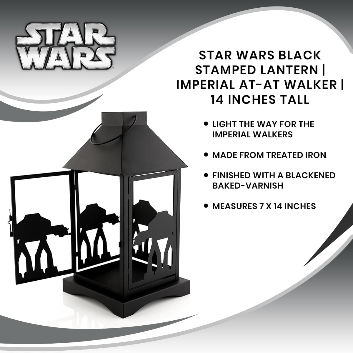 Star Wars Black Stamped Lantern | Imperial AT-AT Walker | 14 Inches Tall
