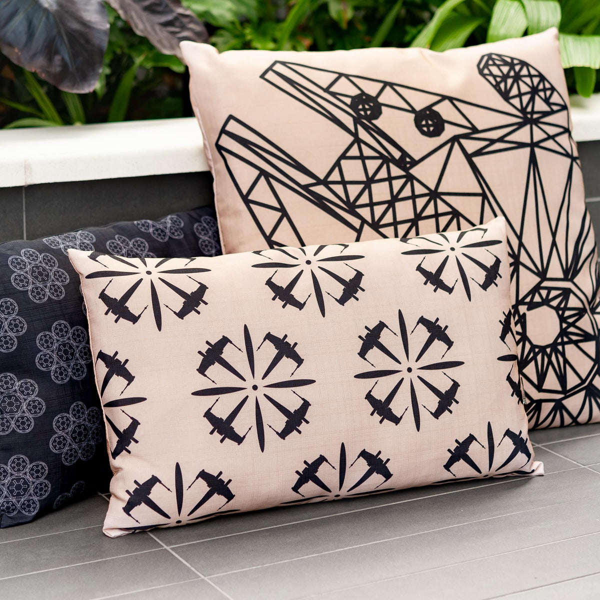 Star Wars Lumbar Throw Pillow | Black X-Wing Fighter Design | 15 x 24 Inches