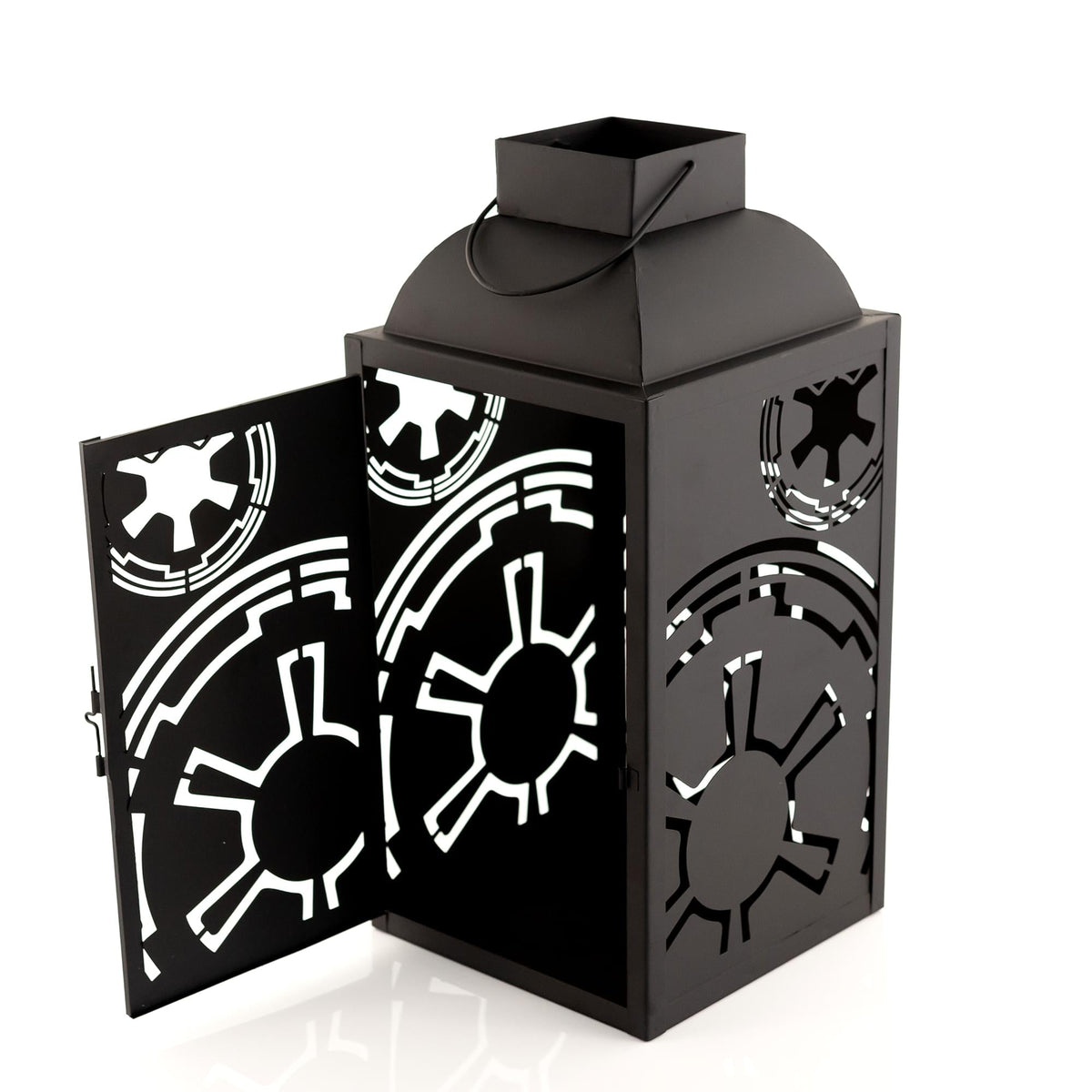 Star Wars Black Stamped Lantern | Empire Imperial Symbol | 14 Inches Tall