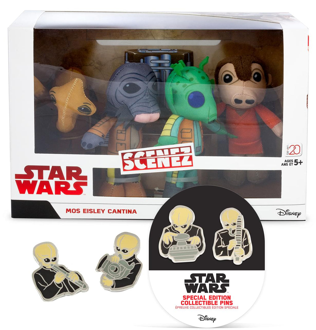 Cantina Villains Plush Set of 4 And 4 Exclusive Cantina Band Enamel Pins